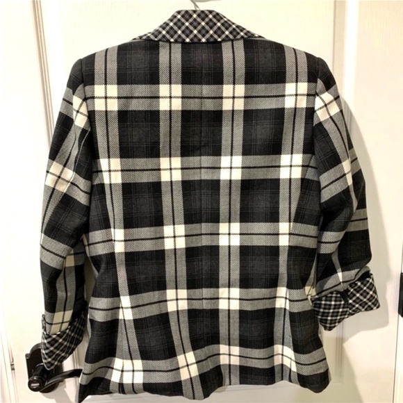 JD Hook Black and White Wool-blend Gingham Plaid Suit Jacket - Picture 8 of 8